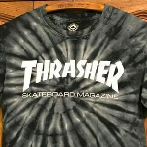 Thrasher Skateboard Magazine Tie Dye Blue Gray T-Shirt Short Sleeve Men's Small